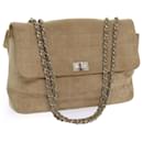 CHANEL Choco Bar Chain Shoulder Bag Suede Beige CC Auth bs11679 - Chanel