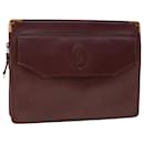 CARTIER Clutch Bag Leather Wine Red Auth 63905 - Cartier