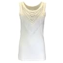 Takahiromiyashita The Soloist White / Silver Embellished Fringe Detail Ribbed Tank Top - Autre Marque