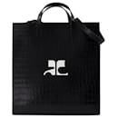Heritage Croco Shopper Bag - Courreges - Leather - Black