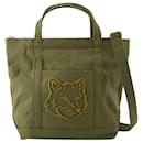 Fox Head Small Shopper Bag - Maison Kitsune - Cotton - Green - Autre Marque