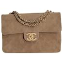 Chanel Big Matelassè Classic single flap bag in beige suede