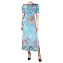 Blue floral printed silk maxi dress - size UK 8 - Autre Marque