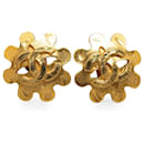 Boucles d'oreilles à clip fleur CC dorées Chanel
