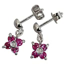 [LuxUness] 14K Ruby Diamond Flower Dangle Earrings Metal Earrings in Excellent condition - Autre Marque
