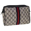 GUCCI GG Supreme Sherry Line Clutch Bag Red Navy 63 01 012 Auth yk10298 - Gucci