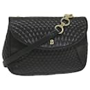 BALLY Quilted Shoulder Bag Leather Black Auth yk10257 - Bally