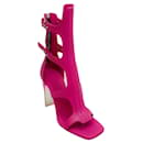 Rick Owens Fuchsia Leather Ankle Spartans Sandals