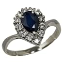 Platinum Pear Cut Sapphire Diamond Ring - Autre Marque