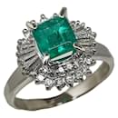 Platinum Emerald Diamond Ring - Autre Marque