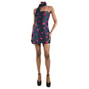 Navy blue cherry printed mini dress and scarf set - size S - Autre Marque