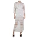 Vestido largo de encaje transparente color crema - talla UK 10 - Ermanno Scervino