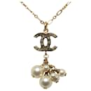 Chanel Gold CC Faux Pearl Necklace