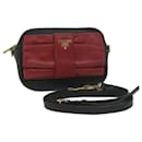 PRADA Shoulder Bag Leather Black Red Auth 65035 - Prada