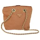 PRADA Quilted Chain Shoulder Bag Nylon Orange Auth bs11692 - Prada