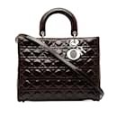 Lila Dior große Cannage Lady Dior Satchel aus Lackleder