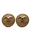 Gold Chanel CC Clip On Earrings