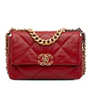 Red Chanel Medium Lambskin 19 Flap Bag Satchel