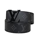Cintura reversibile nera Louis Vuitton Monogram Eclipse LV Initiales