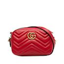 Red Gucci Mini GG Marmont Matelasse Crossbody Shoulder Bag