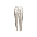 Weiße, schmal zulaufende Seidenhose von Dolce & Gabbana, Größe IT 44