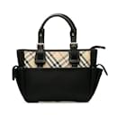Black Burberry Leather-Trimmed Nova Check Handbag