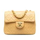Yellow Chanel Mini Square Classic Lambskin Single Flap Crossbody Bag