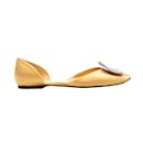 Yellow Roger Vivier Satin d'Orsay Buckle Flats Size 39