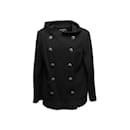 Jaqueta preta Chanel com peito forrado de lã tamanho FR 48