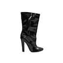 Black Jimmy Choo Patent Leather Heeled Boots Size 38