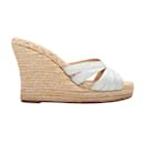 Espadrille-Wedges von Christian Louboutin in Silber und Beige, Größe 40