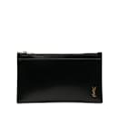 Bolso de mano de cuero con monograma de Saint Laurent en negro