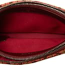 Rote Chanel Tweed Gabrielle gefütterte Reißverschluss-Clutch mit Ketten-Umhängetasche