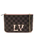 Brown Louis Vuitton Damier Ebene Pochette lined Zip Crossbody Bag