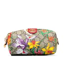 Brown Gucci GG Supreme Flora Ophidia Cosmetic Case Pouch