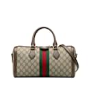 Taupe Gucci GG Supreme Ophidia Web Satchel