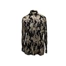 Black & Gold Moschino Couture Silk Button-Up Top Size IT 42
