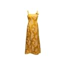 vintage Jaune Branell Floral Jacquard Robe Taille US M/l - Autre Marque