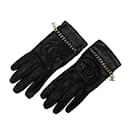 Black Chanel Lambskin CC Chain Link Gloves