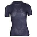 Dion Lee Basket-Weave Polo Shirt in Navy Blue Viscose - Autre Marque