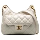 Chanel White Small CC Crumpled calf leather Wavy Hobo
