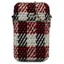 Porta cellulare Chanel con catena in tweed rosso