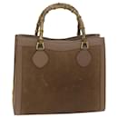 GUCCI Bamboo Tote Bag Suede Brown 002 1186 0260 auth 65429 - Gucci
