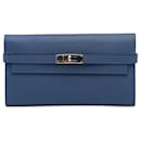 Hermes Blue Epsom Classic Kelly Wallet - Hermès
