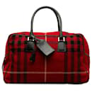 Burberry Red Wool House Check Overnight Bag