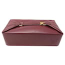 VINTAGE TOILETRY BAG HERMES POCKET CLOCHE LEATHER BOX RED BORDEAUX TOILETRY - Hermès