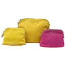 LOT HERMES 3 BOLIDE POUCHES IN PINK AND YELLOW CANVAS CANVAS POUCH CLUTCHS - Hermès