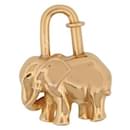 RARE HERMES PADLOCK CHARM ELEPHANT GOLD METAL PENDANT KEY RING GOLDEN PADLOCK - Hermès