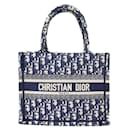 NEW CHRISTIAN DIOR BOOK TOTE OBLIQUE CANVAS HANDBAG BLUE SMALL HAND BAG - Christian Dior