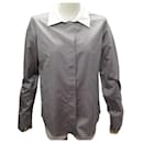 CELINE BLOUSE WITH TRIOMPHE BUTTONS 20to87/1985 M 38 GRAY SILK HIGH SLIK TOP - Céline